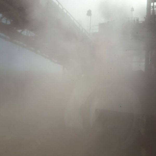 industrial structure filled with smoke